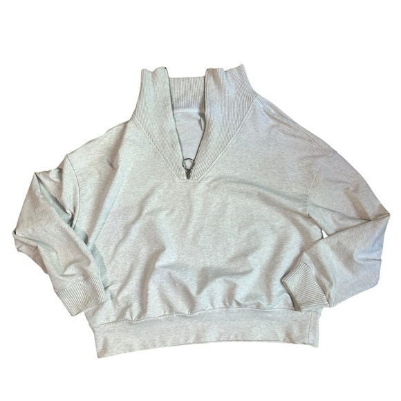 Varley Heather Cream Half-Zip Sweatshirt Size Small - Picture 1 of 7